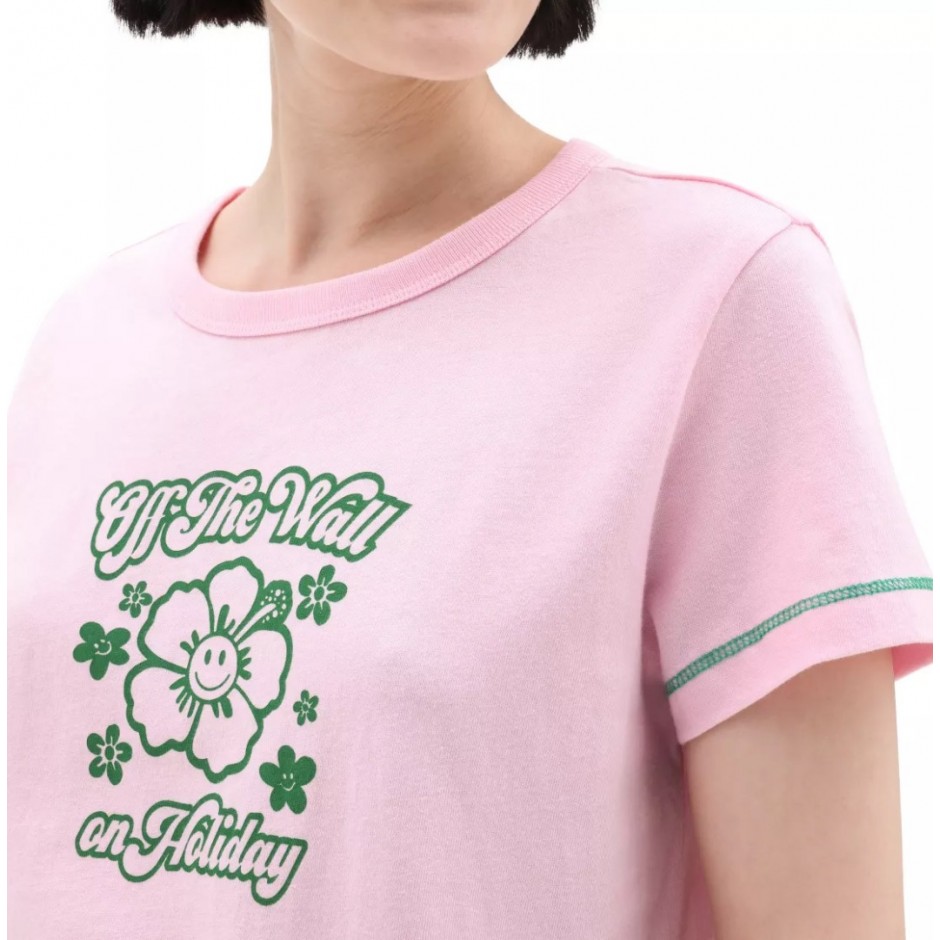 Γυναικεία Κοντομάνικη Μπλούζα VANS EM ON HOLIDAY SS MINI TEE Ροζ VN0A7YKLS0Q-S0Q 