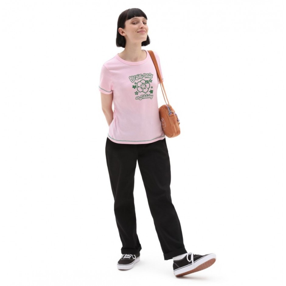 Γυναικεία Κοντομάνικη Μπλούζα VANS EM ON HOLIDAY SS MINI TEE Ροζ VN0A7YKLS0Q-S0Q 