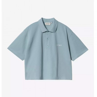 Γυναικεία Μπλούζα Πόλο Σιέλ - Carhartt WIP W' S/S Script Logo