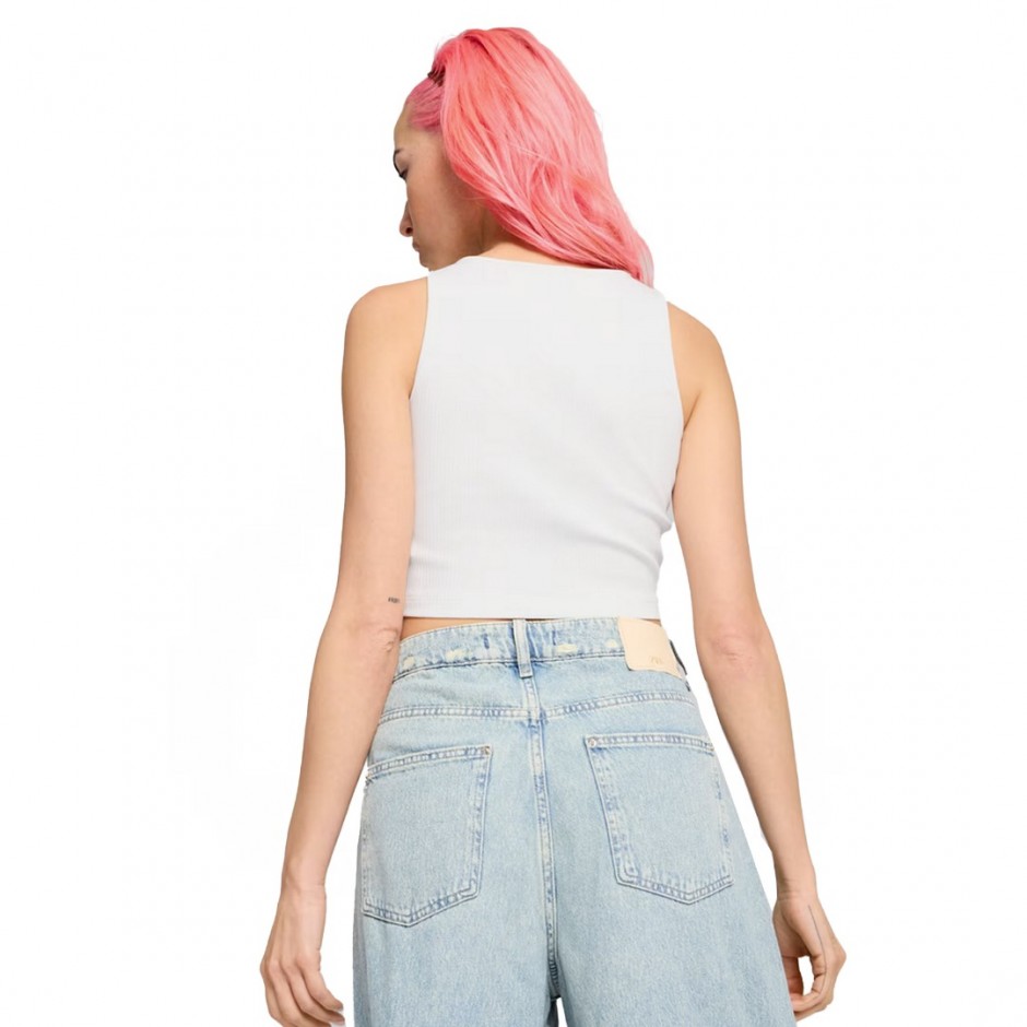 Γυναικείο T-Shirt Λευκό - Puma Classics Ribbed Crop Top
