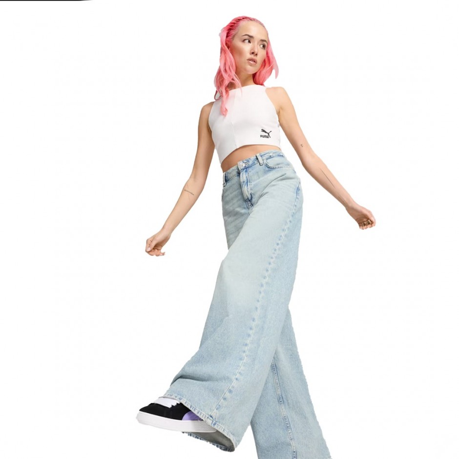Γυναικείο T-Shirt Λευκό - Puma Classics Ribbed Crop Top
