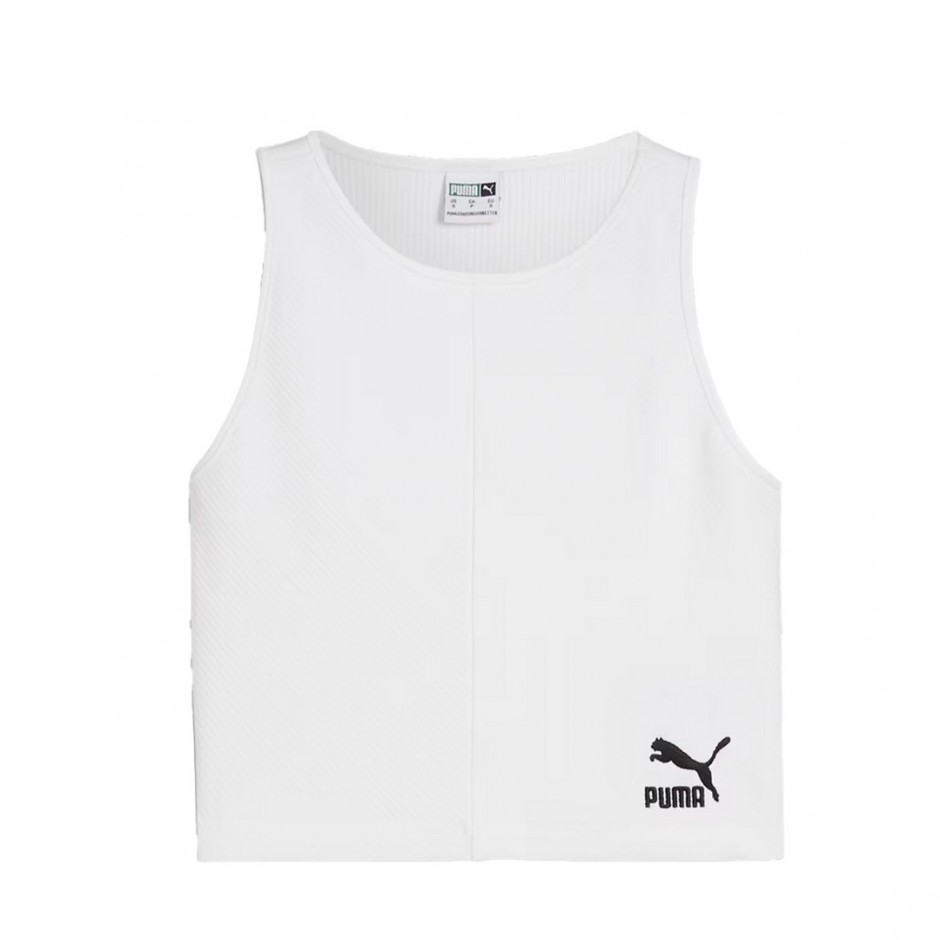 Γυναικείο T-Shirt Λευκό - Puma Classics Ribbed Crop Top