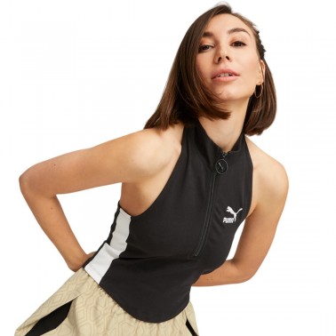 PUMA T7 HALF-ZIP MOCK NECK TEE Μαύρο
