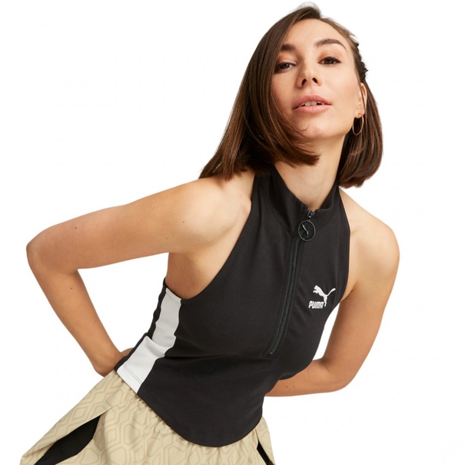 PUMA T7 HALF-ZIP MOCK NECK TEE Μαύρο