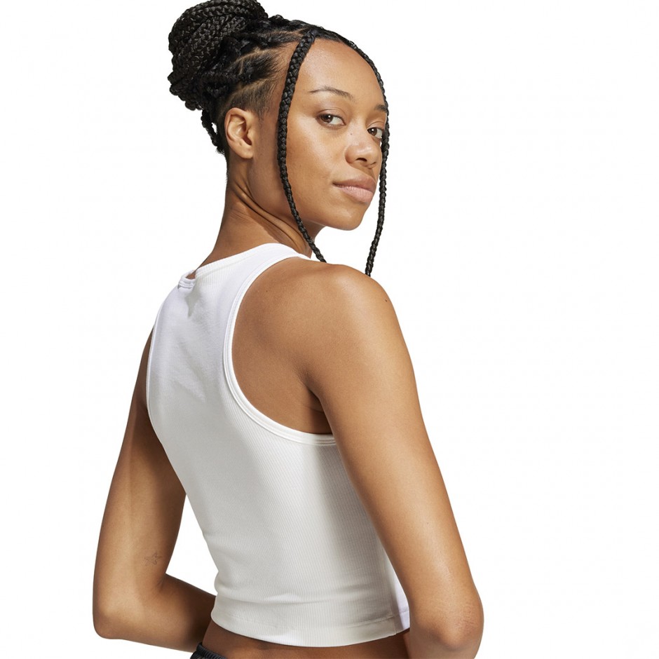 Γυναικεία Αμάνικη Μπλούζα Λευκή - adidas Originals Essentials Ribbed