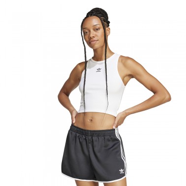 Γυναικεία Αμάνικη Μπλούζα Λευκή - adidas Originals Essentials Ribbed
