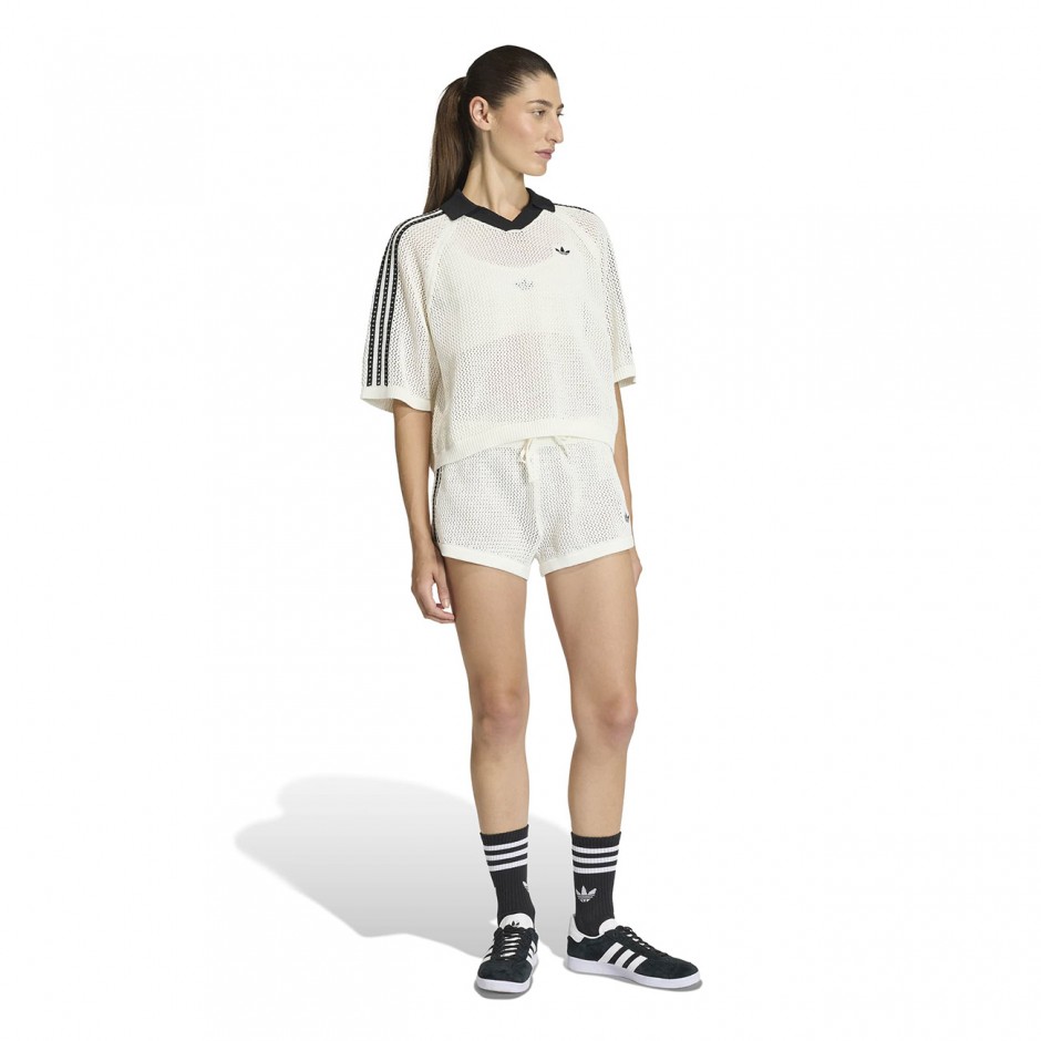 Women's Shorts Ecru - adidas Originals Knitted Crochet