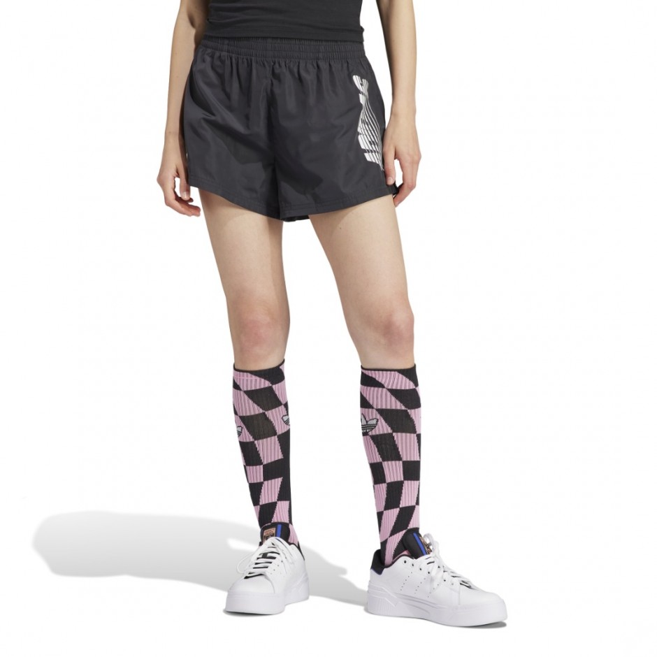adidas Originals SIDE GRAPHICS HIGH-WAISTED SHORTS Μαύρο