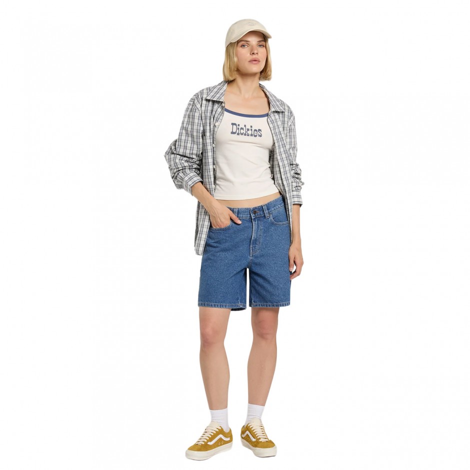 Women's Denim Shorts Blue - Dickies 993 7-Inch Carpenter