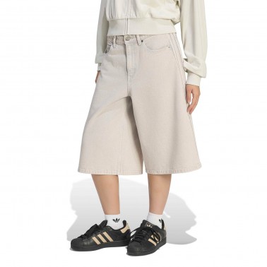 Women's Denim Jorts Ecru - adidas Originals Mid Rise 
