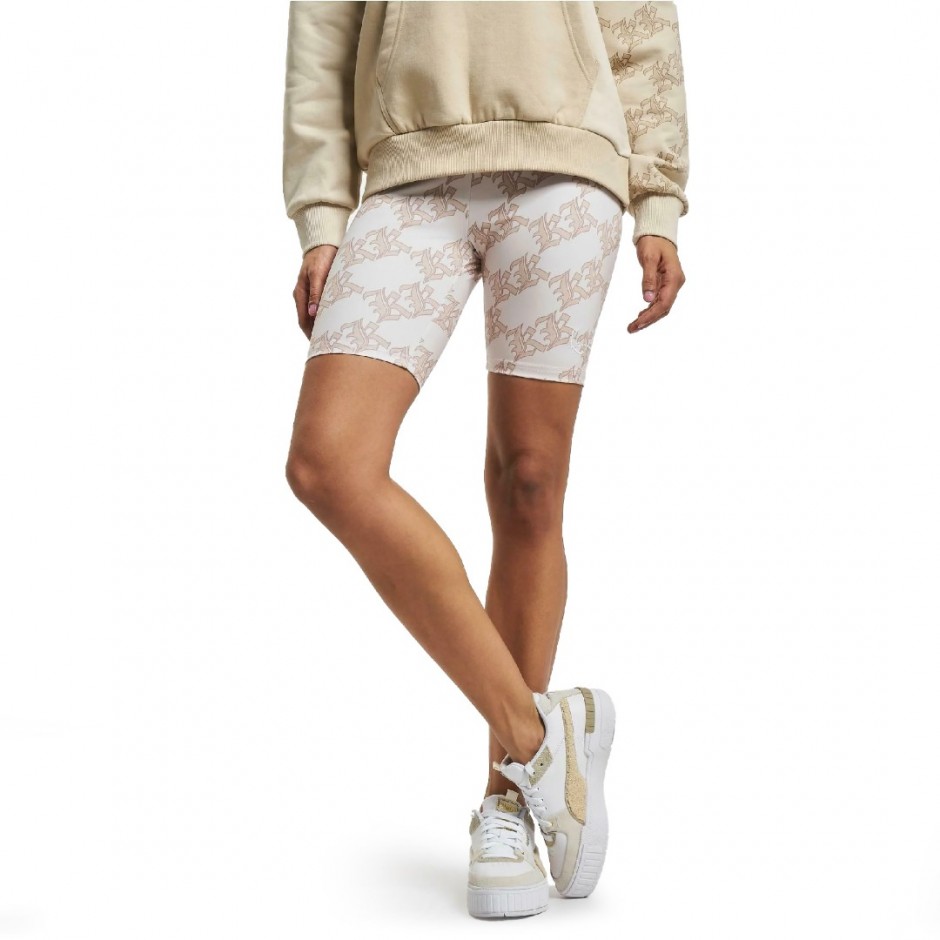KARL KANI SMALL SIGNATURE OLD ENGLISH BIKER SHORTS Μπεζ 