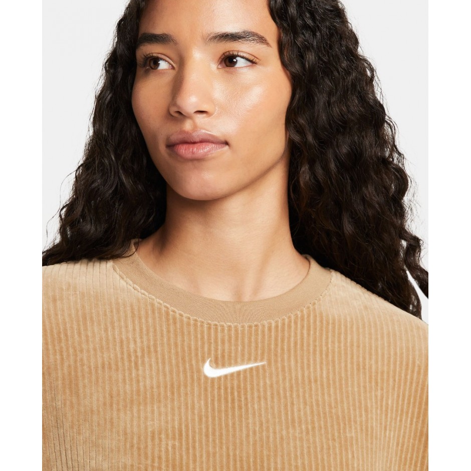 Γυναικείο Φόρεμα NIKE W NSW VLR LS CRW DRESS Μπέζ DQ6106-258 
