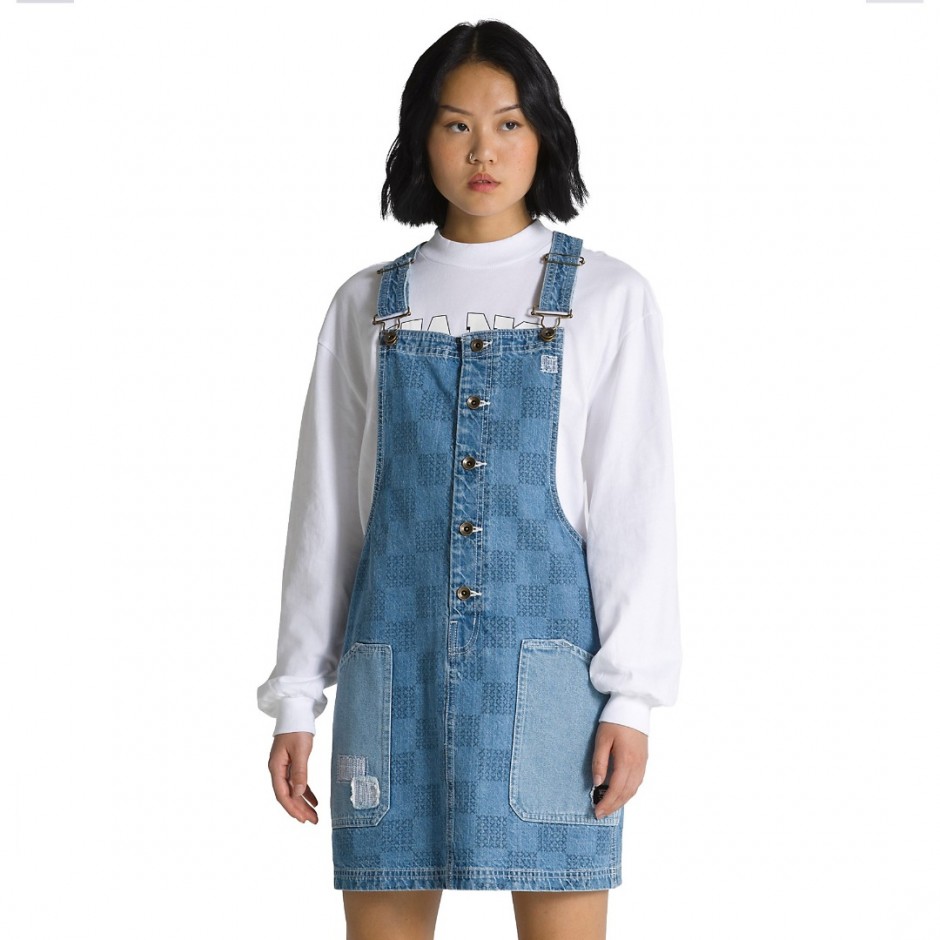 VANS MENDED CHECK DENIM PINAFORE VN00075R7W6-7W6 Jeans