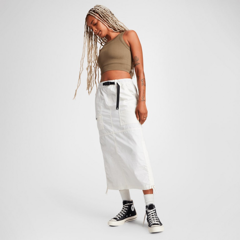 CONVERSE LONG WOVEN CARGO SKIRT 10027412-A01 Ecru