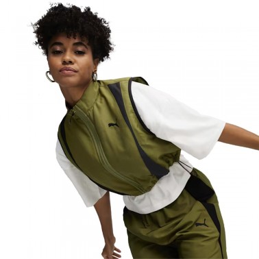 Puma Dare To Woven Vest Λαδί - Γυναικεία Αμάνικη Ζακέτα