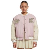KARL KANI RETRO PATCH STAR LOGO OS COLLEGE JACKET KW243-041-2-ROSE/LIGHT SAND Pink Image 2