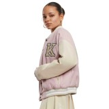 KARL KANI RETRO PATCH STAR LOGO OS COLLEGE JACKET KW243-041-2-ROSE/LIGHT SAND Pink Image 3