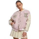 KARL KANI RETRO PATCH STAR LOGO OS COLLEGE JACKET KW243-041-2-ROSE/LIGHT SAND Pink Image 