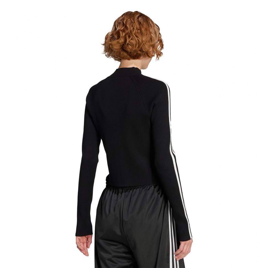 Γυναικεία Ζακέτα Μαύρη - adidas Originals Adicolor 3-Stripes Slim Knit
