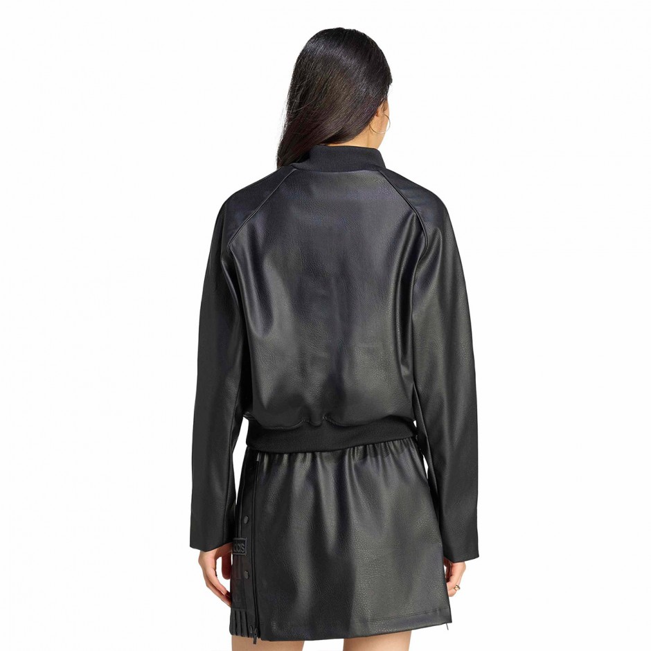 Women's Track Top Black - adidas Originals Pleather SST