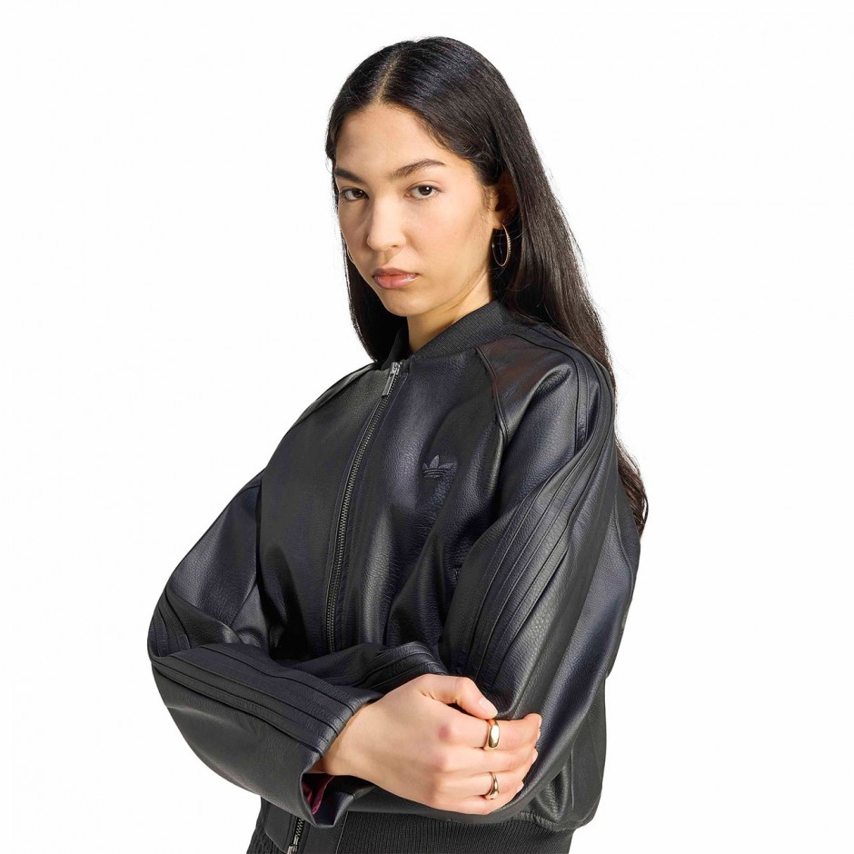Women's Track Top Black - adidas Originals Pleather SST