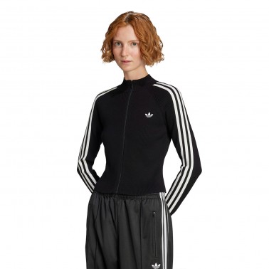 Γυναικεία Ζακέτα Μαύρη - adidas Originals Adicolor 3-Stripes Slim Knit