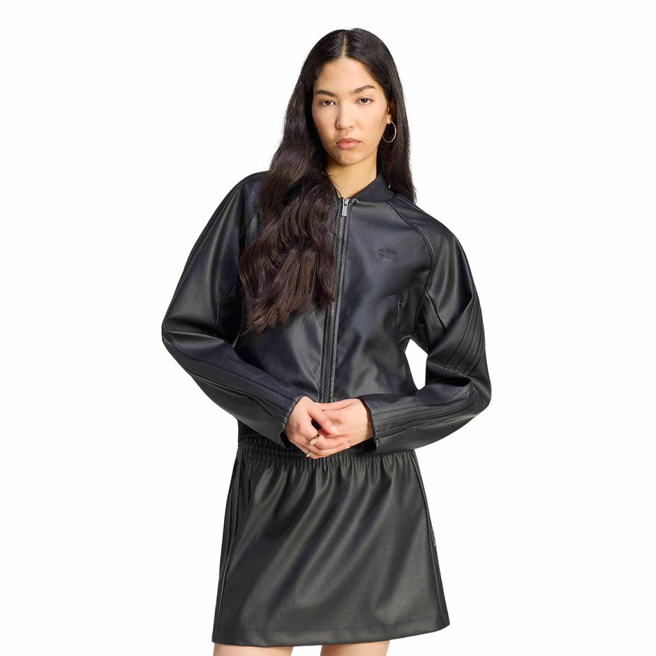 Women's Track Top Black - adidas Originals Pleather SST