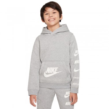 Nike Sportswear Standard Issue Γκρί - Παιδική Μπλούζα Φούτερ