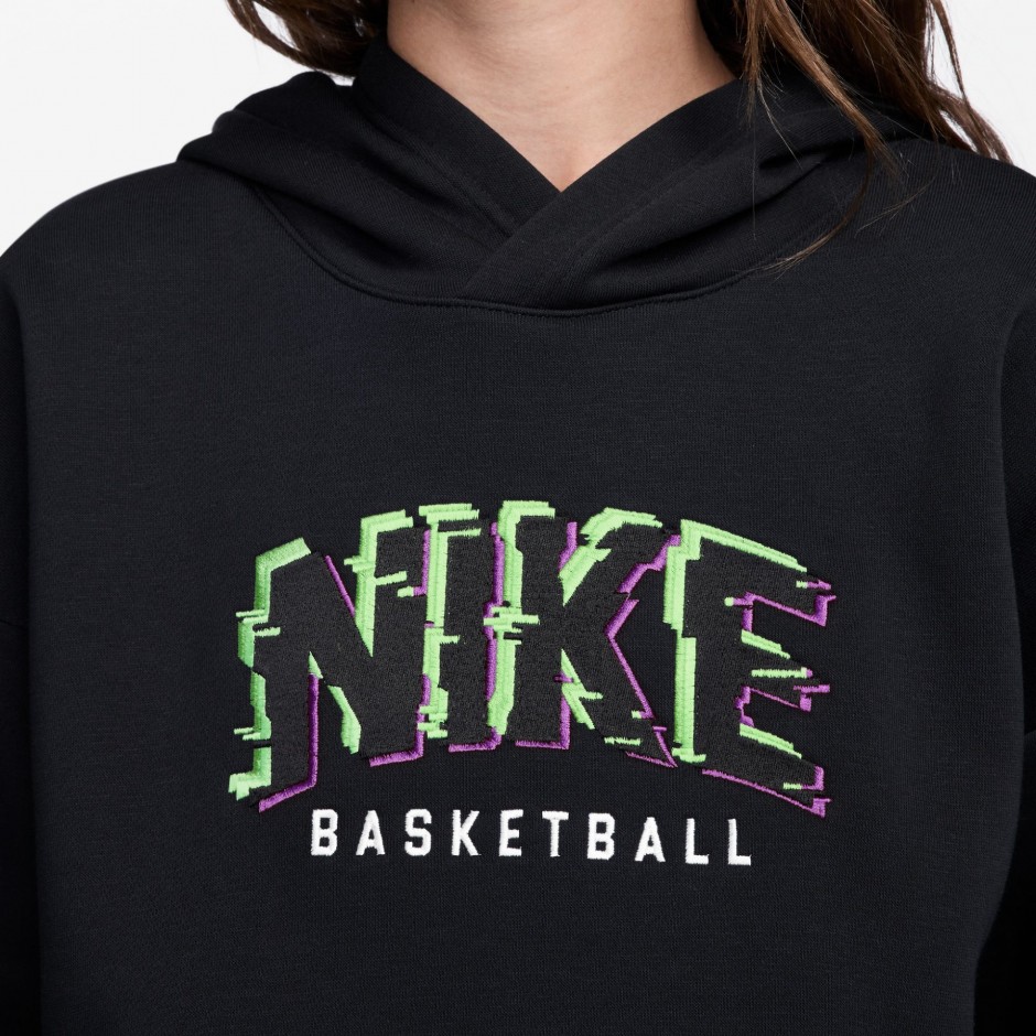 NIKE K NK COB FLC PO HOODIE GLITCH HV0508-010 Black