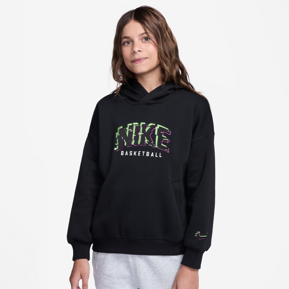 NIKE K NK COB FLC PO HOODIE GLITCH HV0508-010 Black