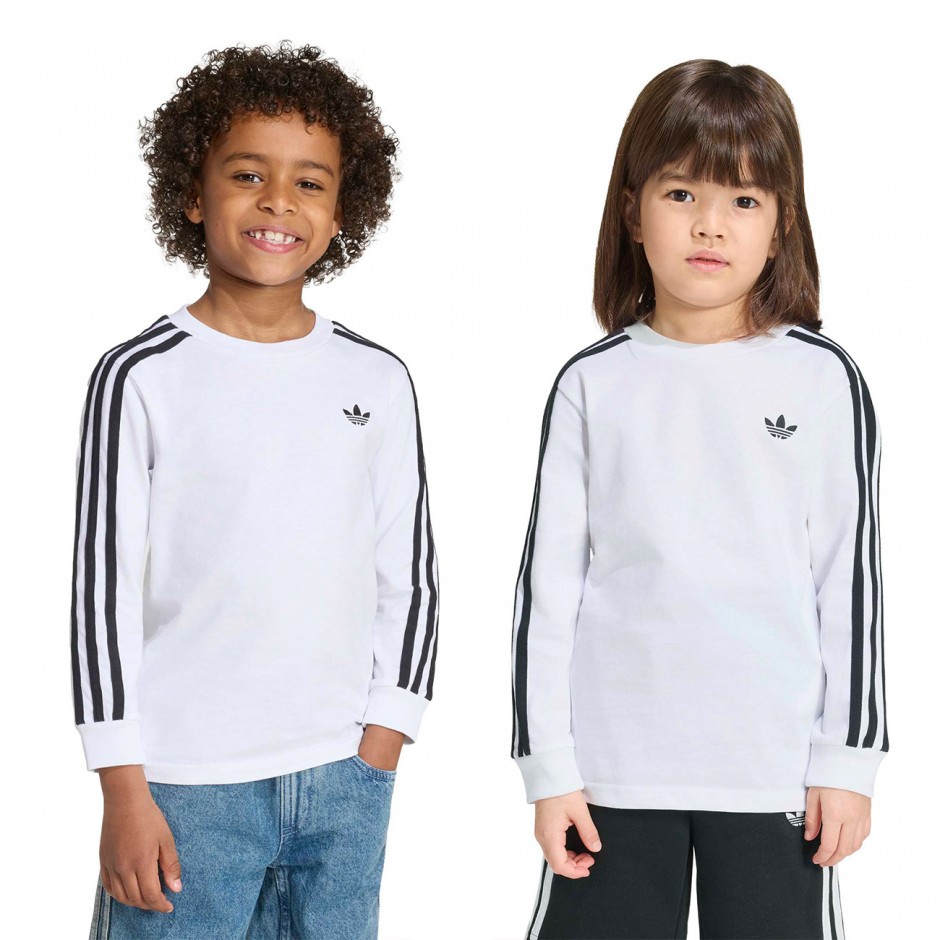 Παιδική Μακρυμάνικη Μπλούζα Λευκή - adidas Originals 3-Stripes