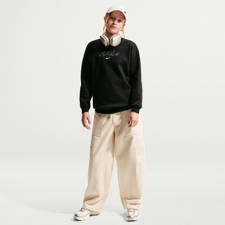 Kids' Sweatshirt Black - Nike Sportswear Studio Fleece