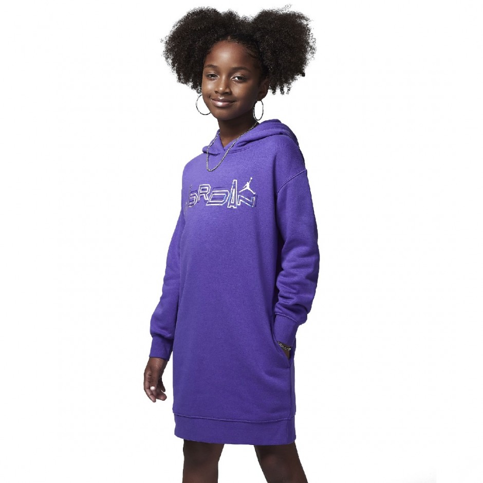 Jordan "Take Flight" Shine Μωβ - Παιδικό Φόρεμα Με Κουκούλα