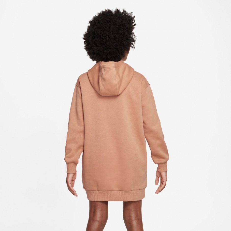 Nike Sportswear Club Fleece Μπεζ - Παιδικό Φόρεμα Με Κουκούλα