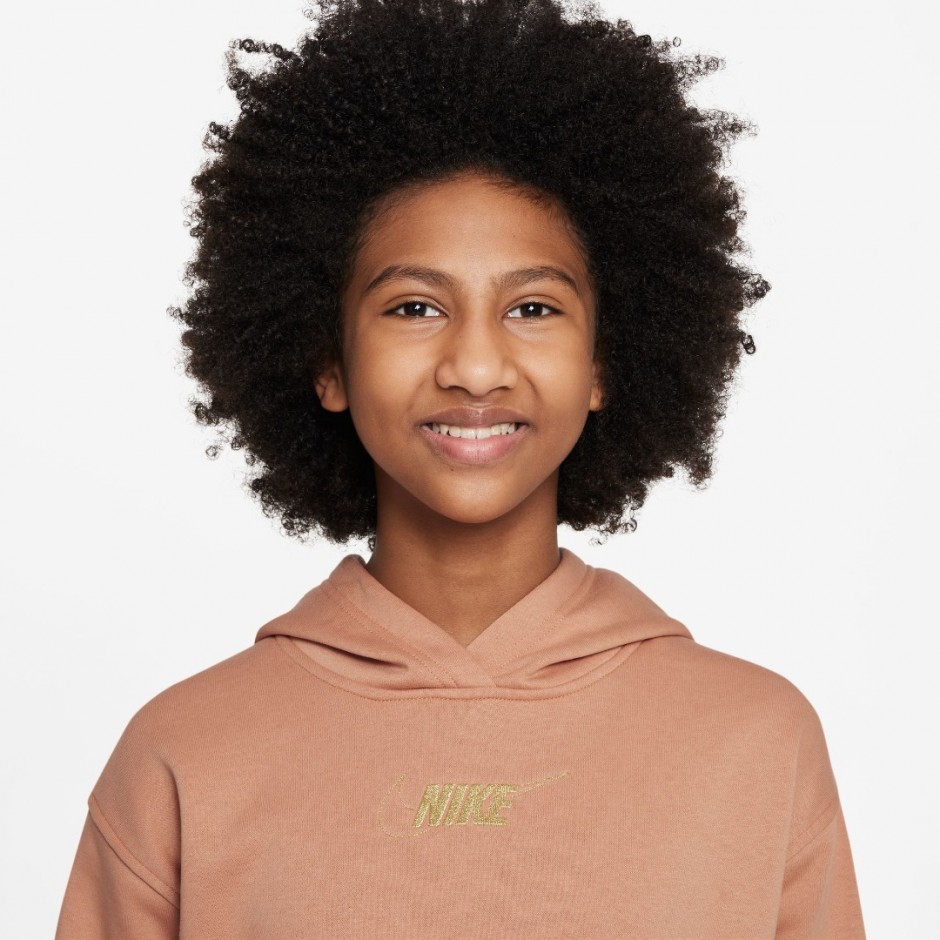 Nike Sportswear Club Fleece Μπεζ - Παιδικό Φόρεμα Με Κουκούλα