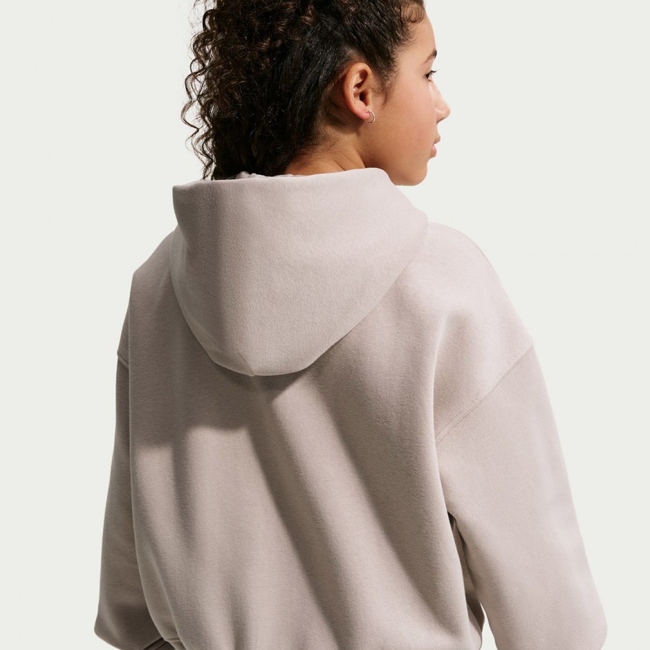 Kids' Full-Zip Hoodie Beige - Nike Sportswear Studio Fleece