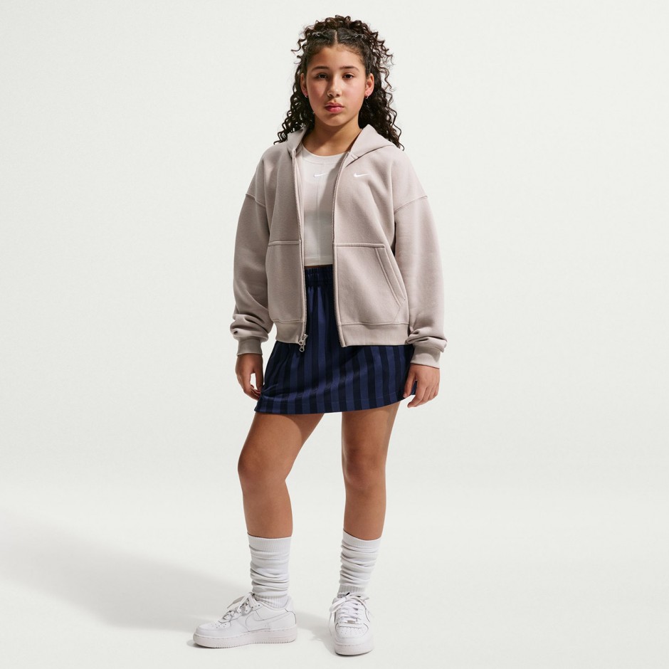 Kids' Full-Zip Hoodie Beige - Nike Sportswear Studio Fleece