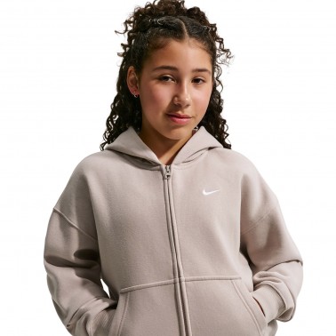 Kids' Full-Zip Hoodie Beige - Nike Sportswear Studio Fleece