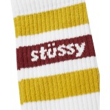 STUSSY STRIPE CREW SOCKS 138655-WHITE/MUSTARD Λευκό