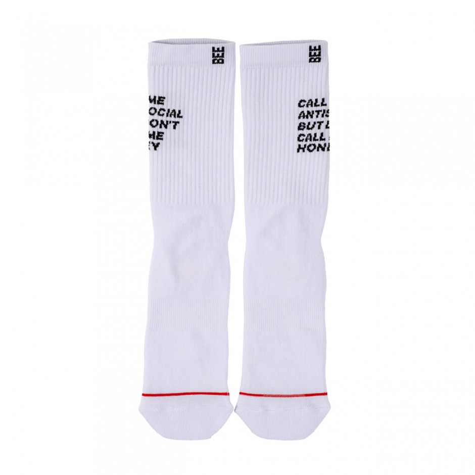 BEE UNUSUAL  ANTISOCIAL WHITE SOCKS AS-252916-WHITE White
