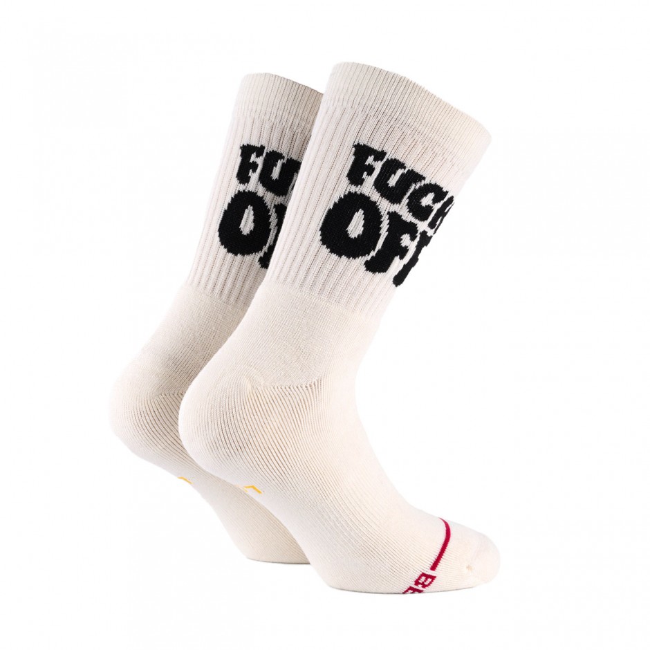 BEE UNUSUAL FCK OFF CHUNKY PREMIUM OFF WHITE SOCKS AS-252920-OFF WHITE Ecru