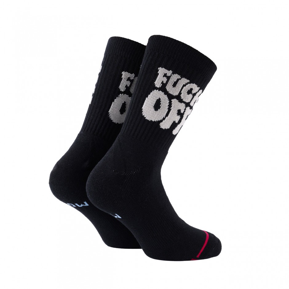 BEE UNUSUAL FCK OFF CHUNKY PREMIUM BLACK SOCKS AS-252921-BLACK Black