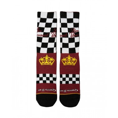BEE UNUSUAL "QUEEN BEE" CHESS SOCKS AS-225007-BLACK/WHITE White-Black