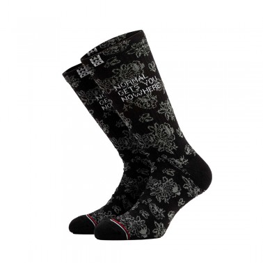 BEE UNUSUAL DOILY RETRO EMBROIDERED SOCKS  AS-250843-BLACK Black