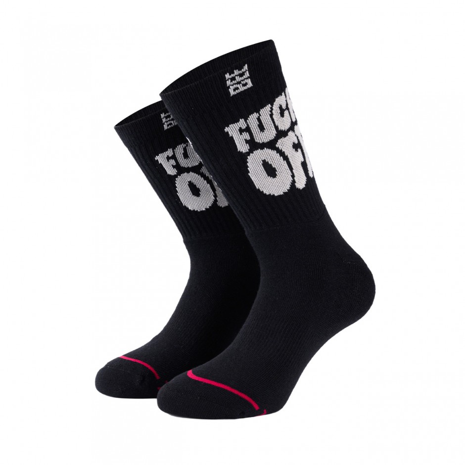 BEE UNUSUAL FCK OFF CHUNKY PREMIUM BLACK SOCKS AS-252921-BLACK Black