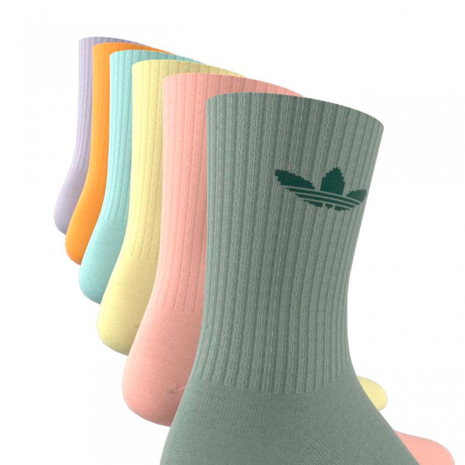 Κάλτσες Πολύχρωμες - adidas Originals Trefoil Cushion Crew Socks 6 Pairs