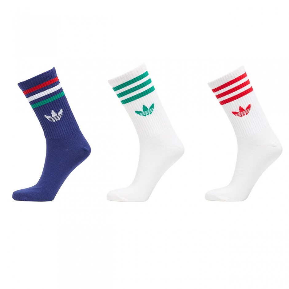 Κάλτσες Πολύχρωμες - adidas Originals 3-Stripes Crew Socks 3 Pairs