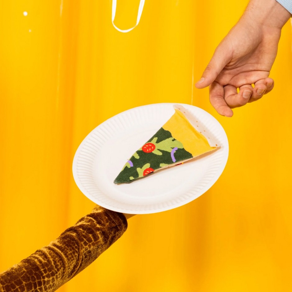 EAT MY SOCKS PIZZA VEGAN Πολύχρωμο