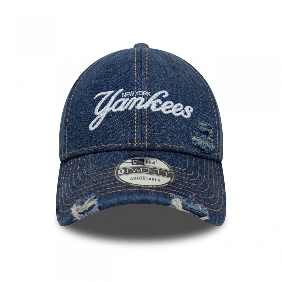 Καπέλο Μπλε - New Era New York Yankees MLB Denim Distressed Navy 9TWENTY