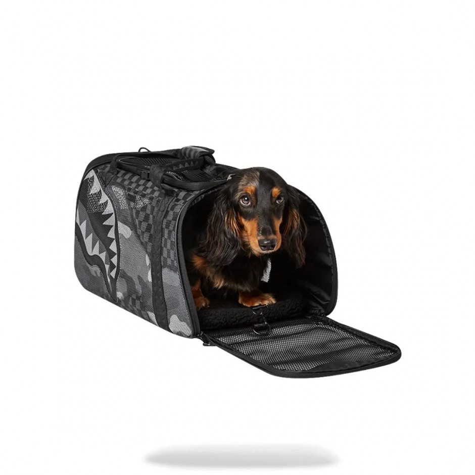 SPRAYGROUND SPLIT UP CAMO TEAR: LARGE PET CARRIER D6578 Black